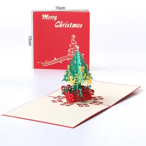 Weihnachts geschenke für Kinder Benutzer definierte Postkarte Drucken Lustiger Weihnachts baum Frohes Neues Jahr 3D Pop Up Grußkarten mit Umschlag