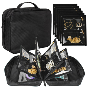 Étui de rangement pour bijoux de voyage, sacs à bijoux, classeur de rangement pour bijoux avec fermeture éclair transparente - Product Image 1