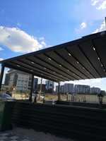 Pergola Motorisée et Rétractable d'Ombrage, Store Banne de Terrasse Extérieure Coulissant, Toit Rétractable pour Pergola