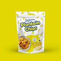 Op maat gedrukte, voedselveilige verpakkingen voor gedroogd fruit, plantain, aardappelchips en koekjes; staande pouches met ritssluiting van Mylar.
