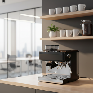 Machine à café expresso semi-automatique noire haut de gamme avec moulin intégré et commande tactile intelligente pour la vente au détail et la revente - Product Image 1