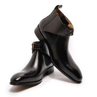 Bottes à lacets en cuir véritable de créateur à bout carré pour homme – Chaussures habillées imperméables avec talon compensé pour l'automne/hiver