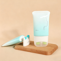 Tube cosmétique plat en PE avec applicateur à double bille massante pour soins de la peau, crème pour le cou, lotion corporelle, emballage personnalisé