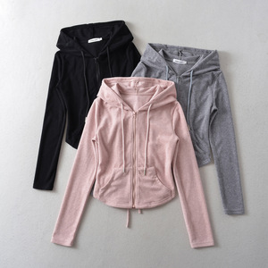 Felpe con cappuccio con cerniera piena di alta qualità CNSHELL e tute svasate con spago e pantaloni svasati 2 pezzi Set donna - Product Image 6