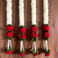 Guirlande de fleurs artificielles roses et jasmin pour décoration de mariage, toile de fond de scène événementielle, guirlandes de tissu pour l'inauguration de maison, écologiques
