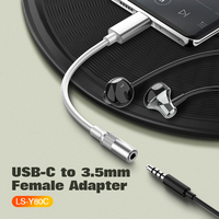 LDNIO LSY80c Câble de contrôle de fil audio Hi-Fi USB-C à 3.5mm femelle avec puce audio DAC