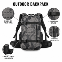 Sac à dos de chasse personnalisé, tactique, résistant à l'eau, durable, MOLLE, grande capacité, respirant, pour le camping, la randonnée et les sentiers
