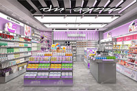 Meubles de design pour magasin de cosmétiques BSD2601, présentoir luxueux pour produits de soin de la peau, couleur violet, pour aménagement moderne de magasin de cosmétiques