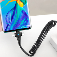 Cable de Carga Retráctil 3 en 1 con Resorte en Espiral de Cobre Puro con USB-C/Micro USB para Teléfono y Computadora Android, Carga Rápida