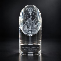 Trophée ovale en cristal K9 personnalisé Neelpure 195700, gravé au laser 3D, récompense pour l'industrie médicale, pharmaceutique et scientifique