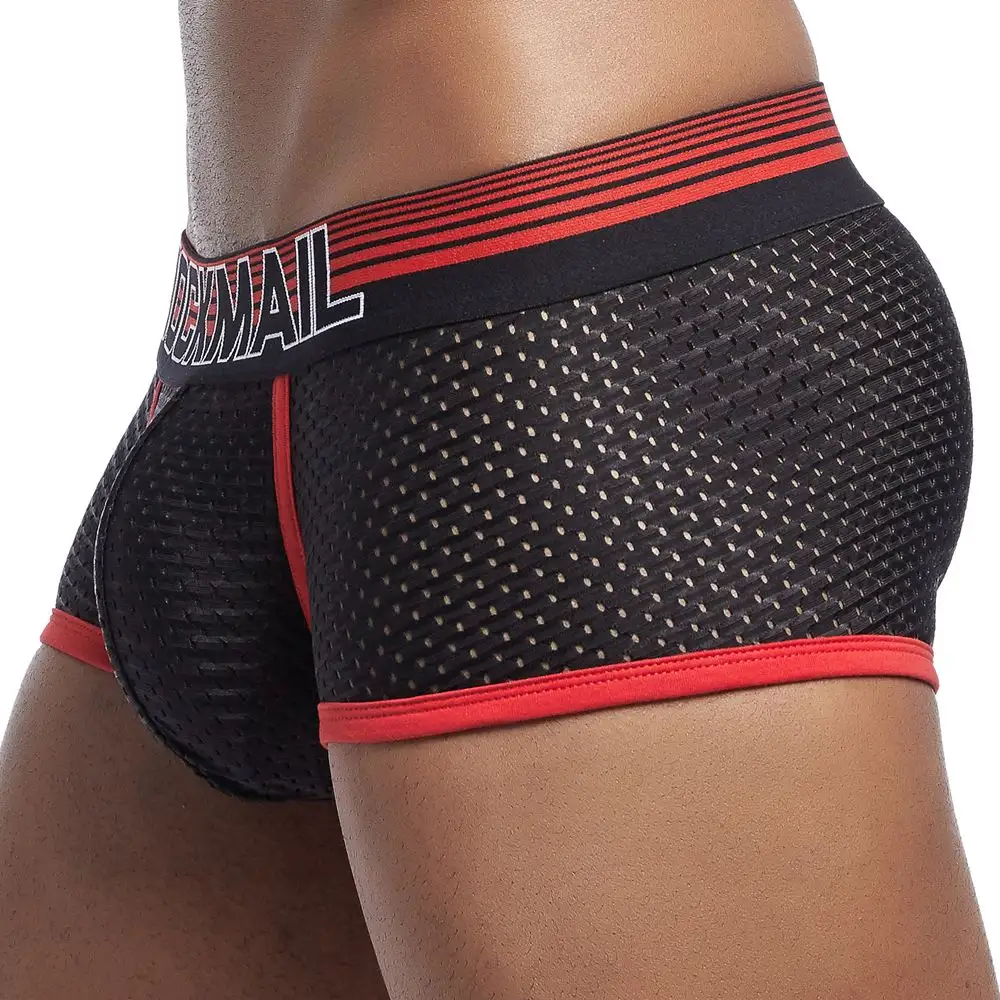 JOCKMAIL Brand Fashion Classic Men's Underwear Breathable Mesh Low rise Sexy Boxer briefs Black Sports Fast Dry Male Shorts Unde