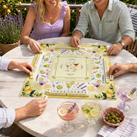 Tapis de table carré pour Mahjong américain, housse de table imprimée citron et lavande, accessoires de Mahjong pour soirée de jeu