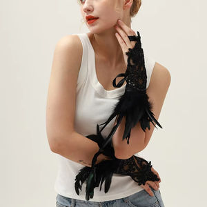 Bracelet de plumes de carnaval de haute qualité mitaines gothiques Lolita bracelet en dentelle pour Cosplay - Product Image 5