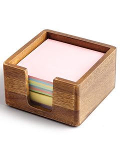 Support de Bloc-Notes Adhésif en Bois d'Acacia Moderne en Gros, Distributeur de Blocs-Notes OEM ODM avec Logo Personnalisé, Organisateur de Bureau pour Maison et Bureau - Product Image 1