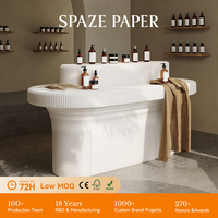 Présentoir pliable en papier kraft Spazepaper Island pour cosmétiques et parfums, idéal pour les magasins de beauté et les expositions