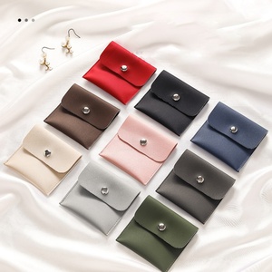 High End Custom Logo <b>Jewelry</b> Gift Bag Button PU Leather Luxury <b>Jewelry</b> Pouch with Logo - Product Image 1