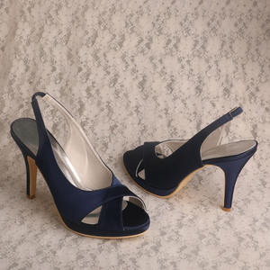 (22 renk) adedi 1 saten lacivert/çıplak düğün topuklar - Product Image 4