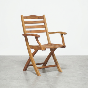 Silla Plegable de Jardín Olin Moderna de Madera de Teca con Acabado en Color Natural, Muebles de Exterior con Patas Cónicas y Estructura de Madera Sólida - Product Image 3