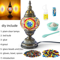 Kit de lampe en mosaïque turque en verre artisanal de Marrakech, kit de bricolage pour lampe de table en mosaïque, kit d'artisanat pour la maison