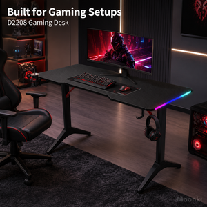 Bureau de jeu D2208 RGB avec plateau en fibre de carbone de 15 mm, porte-gobelet et crochet pour casque - Product Image 6