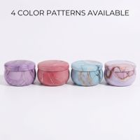 Boîtes rondes en fer étamé de 2,2 oz avec finition peinte, pots à bougies parfumées à motif marbré, possibilité d'imprimer votre propre logo