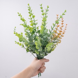 Fleur artificielle d'eucalyptus Ins, couleurs vertes d'automne, PVC souple, décoration intérieure, bouquet de mariage, plante murale MW20206 - Product Image 2