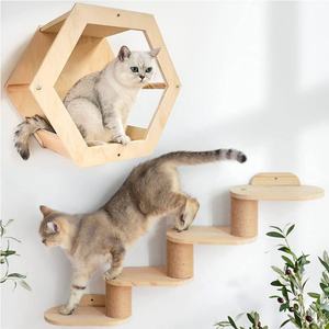 Étagères murales pour chats, meubles en forme d'arbre, étagère flottante murale pour chats avec tapis en sisal, perchoir en bois pour chats, adapté pour grimper, jouer et s'endormir - Product Image 6