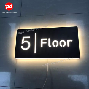 Plaque de numéro de porte d'hôtel personnalisée, plaque de numéro de chambre d'appartement, plaques de numéro de maison, plaques de sol en métal avec lumières LED en acrylique - Product Image 2