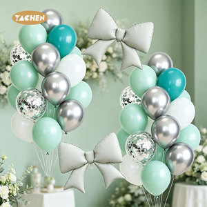 Kit d'<span class=keywords><strong>arche</strong></span> <span class=keywords><strong>de</strong></span> ballons YACHEN personnalisé <span class=keywords><strong>vert</strong></span> <span class=keywords><strong>menthe</strong></span> et argent, 32 pièces, avec ballons <span class=keywords><strong>de</strong></span> fête à confettis, faible MOQ pour douche nuptiale et mariage en plein air - Product Image 1