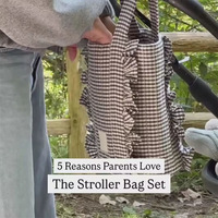 Ensemble multifonctionnel de 2 sacs à main pour maman, motif à carreaux, durable, pour les voyages en plein air, sac de rangement pour poussette, organisateur de poussette