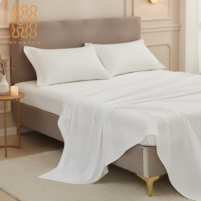 High-end Quality 300TC Luxury Plain Cotton White Hotel Flat Sheet Eco-Friendly Durable Breathable All-Season Bed Linen