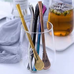 Eco-Friendly Colorful Stainless Steel Drinking <b>Straws</b> with Filter Spoon and Drinkware - Product Image 4