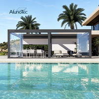 Pergola rétractable AlunoTec en aluminium, imperméable, pour terrasse, jardin, patio, auvent extérieur