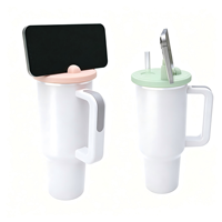 Couvercle en silicone 40oz pour gobelet isotherme avec support de téléphone, couvercle de remplacement en silicone étanche pour gobelet en acier inoxydable, personnalisable
