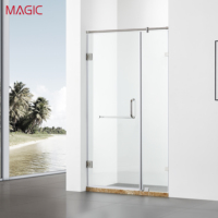 Paroi de douche coulissante à séparation sec/humide, design européen, en acier inoxydable sans cadre, porte en verre trempé MAGIC K1