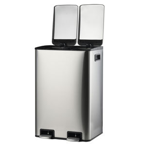 ถังขยะโลหะมีฝาปิดแบบแกว่งขนาด2x20ลิตรช่องขนาดใหญ่แบบคู่สำหรับใช้ในเชิงพาณิชย์ - Product Image 2