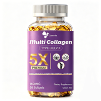 Cápsulas Blandas de Multi-Colágeno con Logotipo Privado Personalizado, 30 Unidades, para el Cabello y las Articulaciones, Mejora la Composición de la Piel, Suplemento Blanqueador