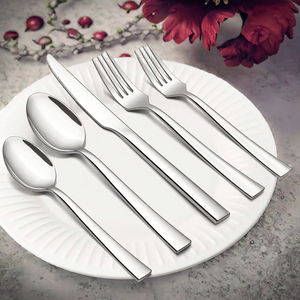 Juego <span class=keywords><strong>de</strong></span> Cubiertos Modernos Ecológicos <span class=keywords><strong>de</strong></span> Acero Inoxidable para Boda, Acabado Pulido <span class=keywords><strong>de</strong></span> Alto Brillo, Incluye Tenedor, Cuchillo y Cuchara - <span class=keywords><strong>Set</strong></span> al por Mayor - Product Image 1