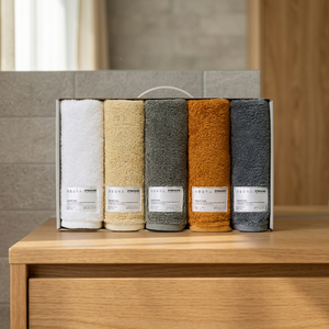 Living Crafts Best Korean Quality High Grade Damask Soft Absorbent Towel Assorted Color Cotton <b>Set</b> Five Original Brand Retail - Product Image 2