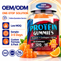 Gummies de protéines de lactosérum, collagène et BCAA à marque privée OEM, 60 unités, saveur orange, sans sucre, complément alimentaire en vrac pour hommes et femmes adultes