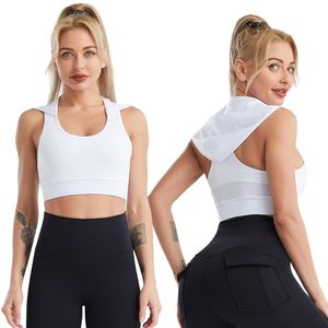 Combinaison de yoga à capuche pour femme, légère, simple, en maille respirante, séchage rapide, débardeur, soutien-gorge de sport couleur chair pour la course - Product Image 1