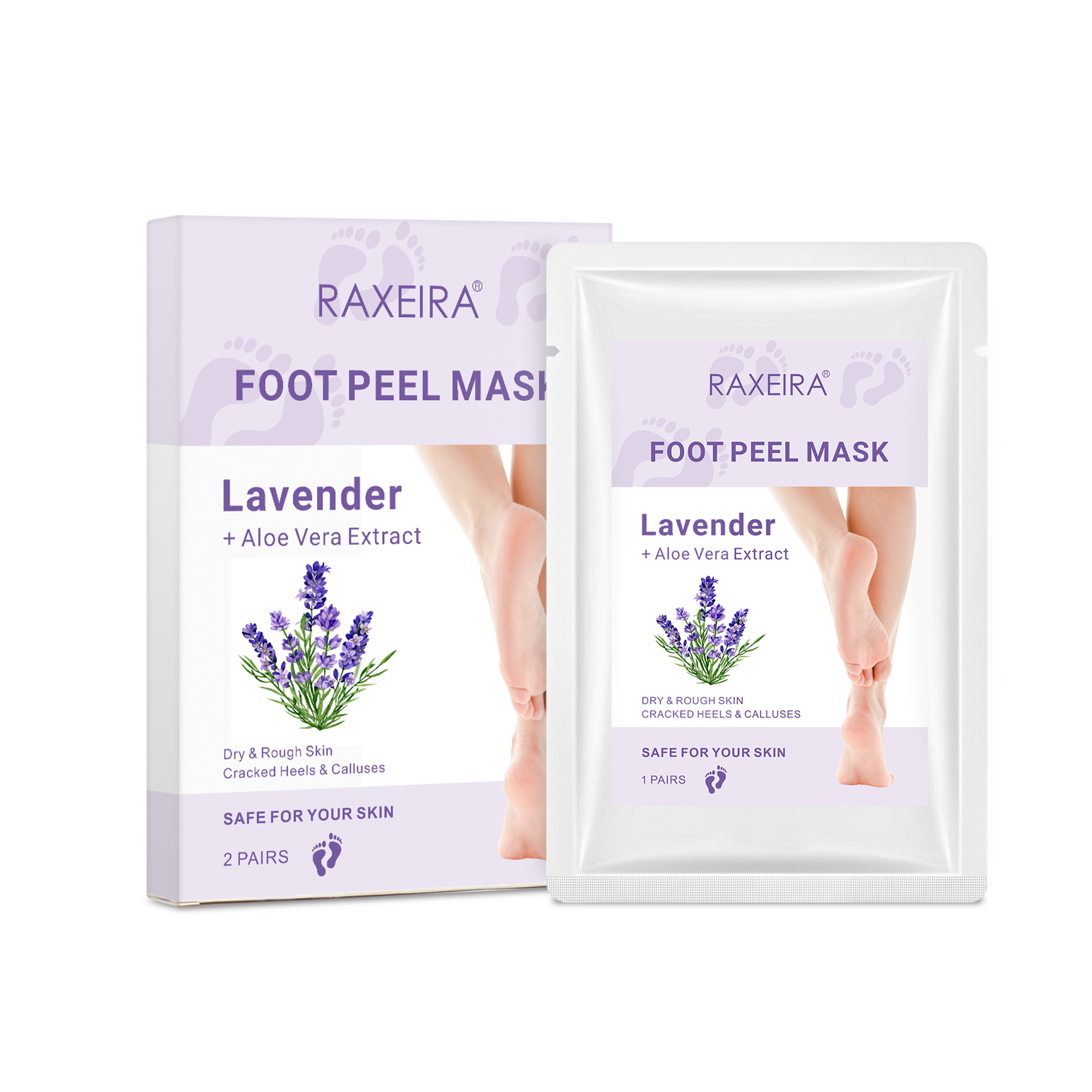 Heiße Lavender Peeling-Fußmaske Peeling-Maske Fußpediküre Pack feuchtigkeitsspendende Kallus-Entferner Fußpeeling-Maske