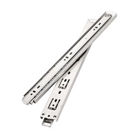 Glissière de tiroir à trois sections en acier inoxydable, à roulement à billes, silencieuse et renforcée, pour meubles et armoires à vêtements, avec rail latéral de 42 mm de large, modèle épaissi