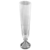 Grand vase en verre transparent avec pièce maîtresse de fleur de mariage décorative de table de conception de cylindre et de cône rayé