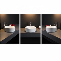 Lavabo vasque rond moderne à poser, en céramique brillante, écologique, pour salles de bain, meubles-lavabos et hôtels