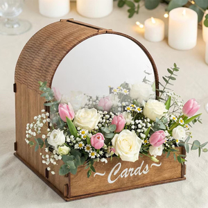Personalized Wooden Wedding Card <b>Box</b> Custom Engraved Blessings Creative Guest <b>Keepsake</b> Storage <b>Box</b> Wedding Table Decorations - Product Image 4