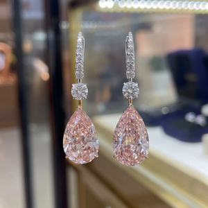 APRICOT JEWELS Pendientes de Diamante Cultivado en Laboratorio de 3CT, Color Rosa Pera, Chapados en Oro de 14K, Certificados por IGI, Estilo Celta, Regalo de Boda, Joyería Fina - Product Image 1