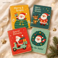 Maßgefertigtes A6 Weihnachts-Adressbuch-Set, Fadenheftung, Digital Bedruckt, 30 Blatt, Niedliches Weihnachtsmann-Feiertagsjournal, Personalisiertes Logo