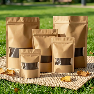 Bolsa de Papel Kraft con Ventana, Tipo Stand-up, Grado Alimenticio, con Cierre Hermético, para Café, Snacks, Té, Impresión Personalizada Aceptada - Product Image 1