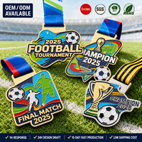Medali Sepak Bola Kustom Enamel Pita Penghargaan Olahraga OEM ODM Produsen Grosir Logo Kustom Produksi Turnamen Acara